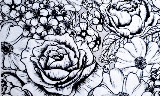 Telas medida 20x30cm. (Blanco y negro)